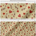 thumbnail image 2 of Soimoi Beige Cotton Cambric Fabric Bunny & Heart Printed Fabric 1 Yard 56 Inch Wide, 2 of 7
