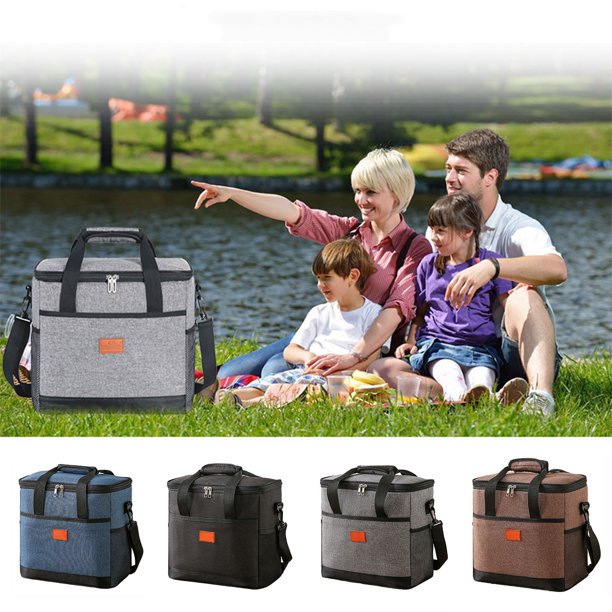 Bolsa térmica para almuerzo de gran capacidad 15L | Bolsa térmica para almacenamiento de alimentos para picnic y camping | Caja portátil a prueba de fugas | Tela resistente al desgaste | Correa de