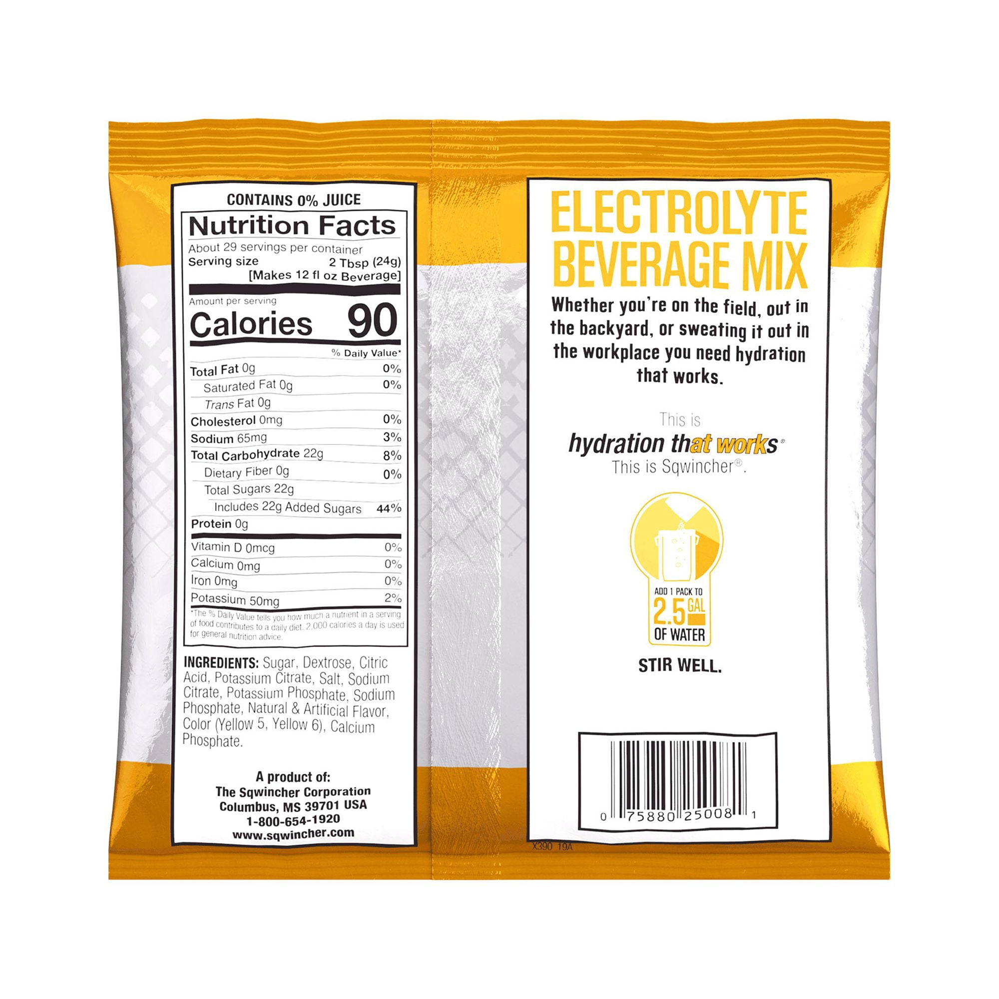 Sqwincher Powder Pack Oral Electrolyte Solution Orange 23.83 oz. Packet 32 Ct