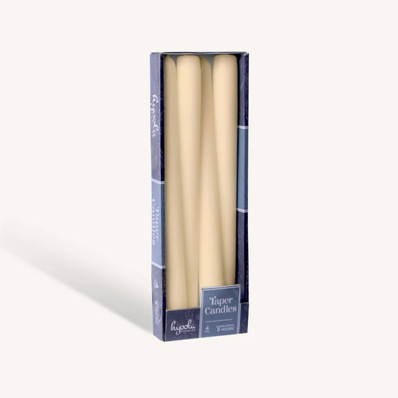 Hyoola 10" Cream Dripless Taper Candles Unscented Paraffin Wax with Cotton Wicks, 4-Pack
