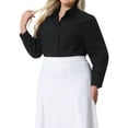 thumbnail image 4 of FAB CURVES Mono de mujer de talla grande con botones y mangas largas, blusas de oficina 4X negro, 4 of 6