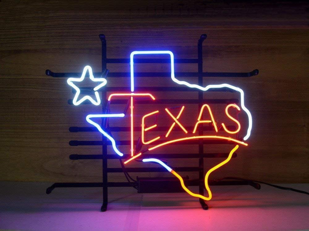 "TEXAS" Beer Neon Sign Wall Room Decor Party Real Glass Custom Display Store 