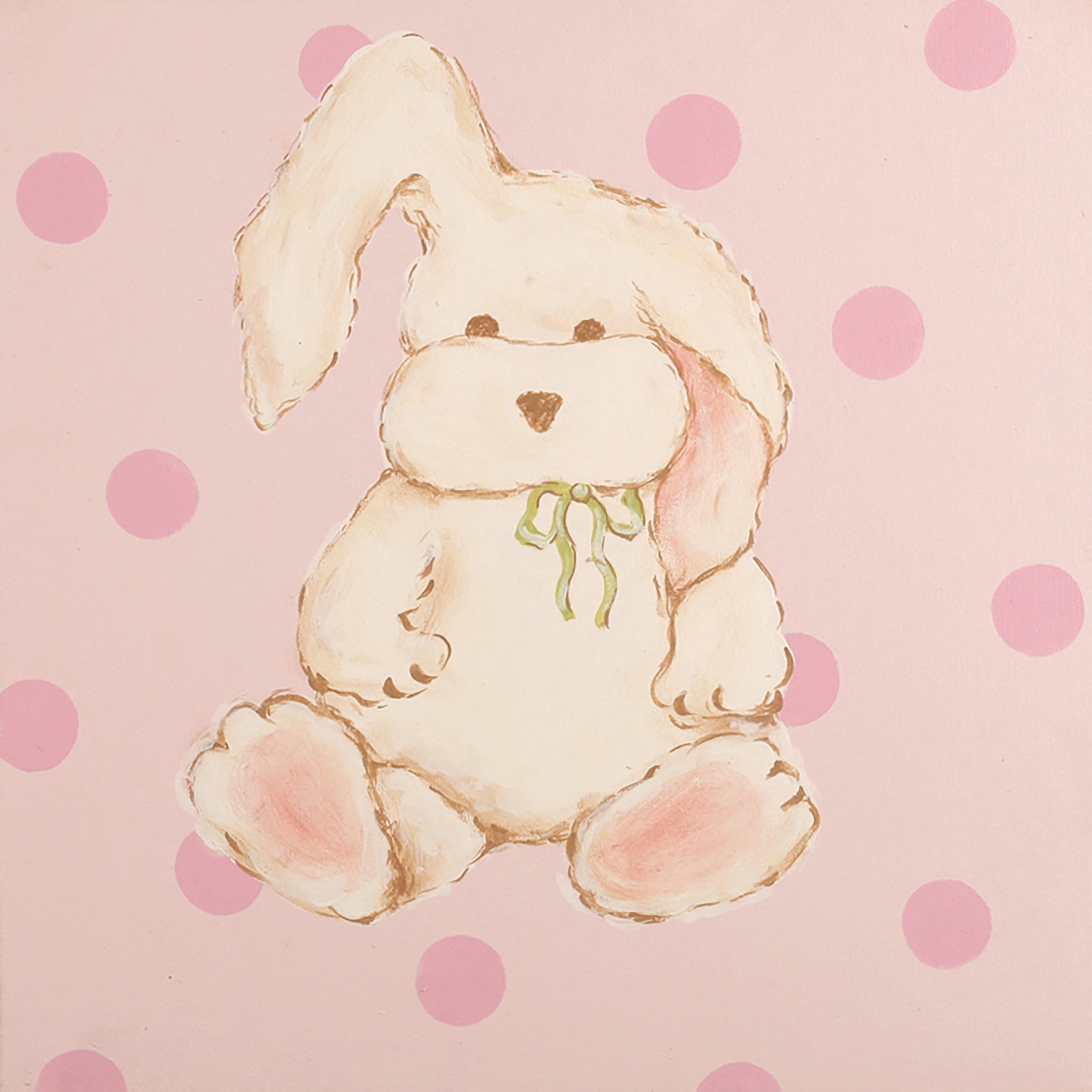 Marmont Hill "Snuggly Bunny" by Reesa Qualia Painting Print on Wrapped Canvas