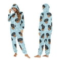 thumbnail image 7 of 1 Piece Adult Onesie Pajamas Cozy & Loose-Fit Sleepsuit Loungewear with Pockets Cartoon Dog Faces and Bones X-Small, 7 of 7