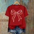 thumbnail image 4 of Kaemgyyd Valentine Shirts for Women Vintage Bow Printed T Shirt Rolled up Short Sleeve Valentines Gift Casual Tee Tops, 4 of 6