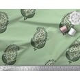 thumbnail image 2 of Soimoi Polyester Crepe Fabric Leaves & Paisley Block Printed Fabric 1 Yard 52 Inch Wide, 2 of 3