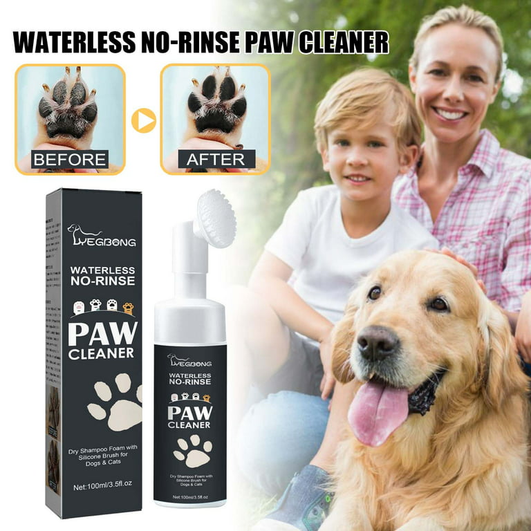 PUPMATE Paw Cleaner, No-Rinse Waterless Shampoo Dogs Cats Feet Cleaning  Silicone Pet Grooming Brush, Rose Scent, 6.8 oz, Unique Design Pet Shampoo