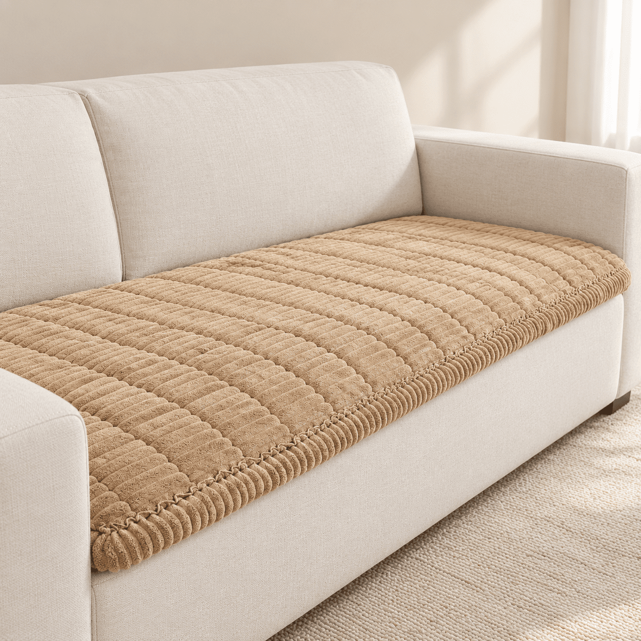 Khaki 27.6 X 78.7 Non-Slip Fuzzy Pet Sofa Cover Washable Furniture Protector