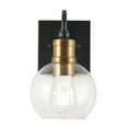thumbnail image 3 of JONATHAN Y Marais 5.88" 1-Light Iron/Glass Rustic Vintage LED Vanity Light, Black/Brass Gold, 3 of 8