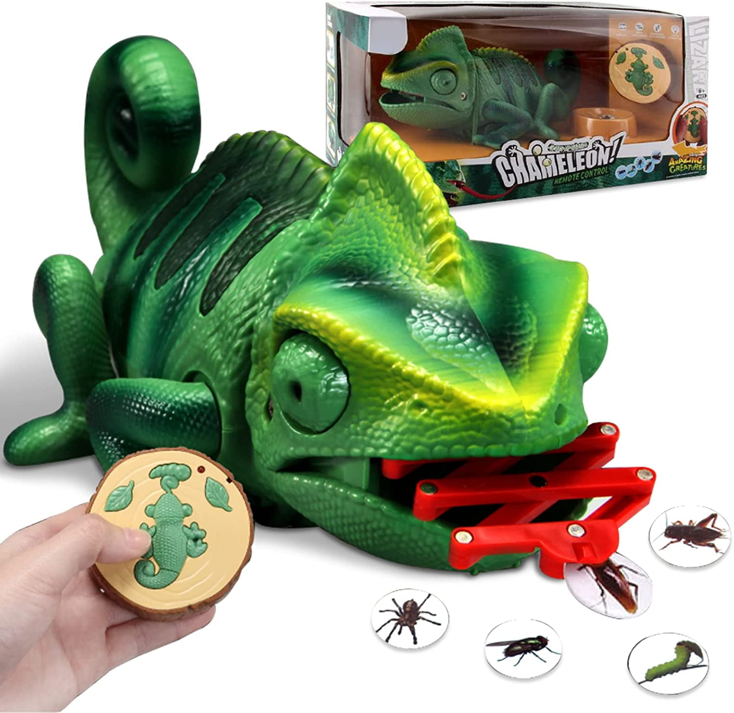 Remote Control Chameleon Animal Toys - RC Gifts Toys for Boys Kids Age 6-12  Years Old Christmas, LED Light Up & Catch Treats Electronic Color Changing,  Walking Movement, Moving Eyes 