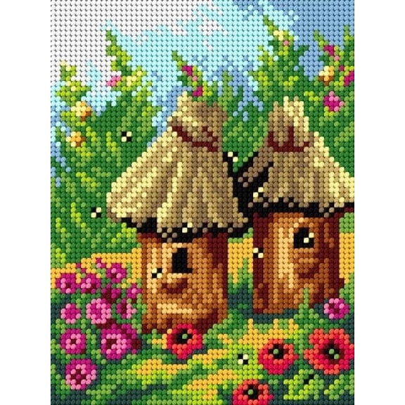 Wizardi Gobelin Canvas for halfstitch Without Yarn Beehives 2873E Orchidea
