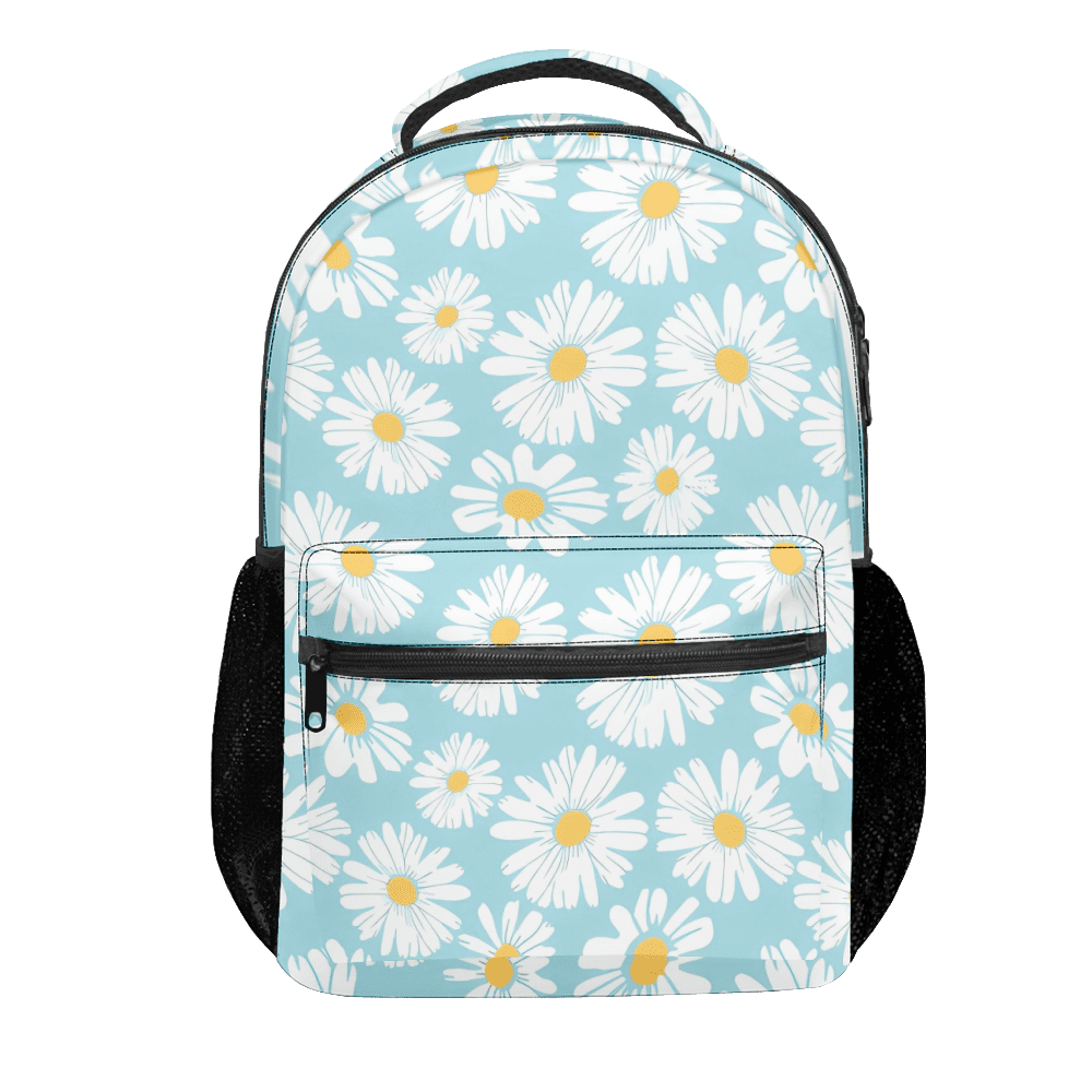 Little Daisy Print Backpack Durable College Bookbag Ideal Gift For Teen