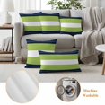thumbnail image 6 of Navy Blue Green Stripe Outdoor Waterproof Pillow Covers, Modern Art Horizontal Striped Decorative Square Throw Pillowcase Sofa Cushion Sham for Patio/Couch/Chair, 26"x26" 2 Pack, 6 of 8