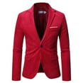 thumbnail image 2 of HOOMEUMY Mens Suit Jacket Slim Fit Design Casual Workout Long Sleeve Clothes Fashion 2025 Trendy Colorblocked Coat Turndown Collar Jacket Red L, 2 of 4