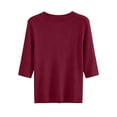 thumbnail image 4 of Only Moment Tshirts Shirts for Women Crewneck Threadcloth Fashion Clothing Resort Wear 2027 Wine,2XL, 4 of 9
