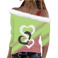thumbnail image 2 of Craaazy Women's Valentine Day Long Sleeve Shirts Loose Off the Shoulder Suspender Tops Gifts, 2 of 7