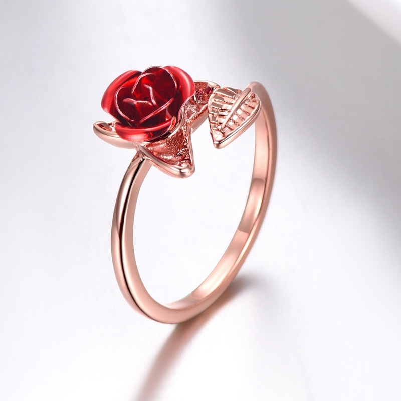 Pretty Comy - Pretty Comy Red Rose Garden Flower Leaves Resizable Finger  Rings for Women Valentine's Day Gift Jewelry Open Ring - Walmart.com -  Walmart.com