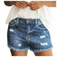thumbnail image 2 of GZWYHT Jeans for Women Shorts for Women Women Shorts Pants High Slim pants Hole Summer Jeans Waist Pants Jean Shorts Womens Lounge Pants Women Blue L, 2 of 5