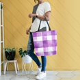 thumbnail image 4 of FORMRS Womens Canvas Tote Bag with Zipper Inner Pocket Shoulder Handbag, Purple and White Pattern, 4 of 7