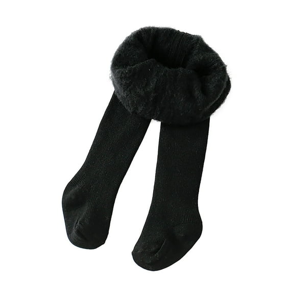 Otqutp Toddler Kids Baby Girls Cotton Thick Lined Warm Full Leggings Pantihose Stretchy Basic Full Length Pants Pantyhose for Winter Stocking(Black,1-3 Years )