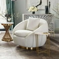 thumbnail image 2 of Celine Swivel Accent Chair in Light Cream Velvet with Brushed Gold Accent Band by Diamond Sofa, 2 of 11