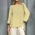 thumbnail image 2 of WZXFASHION T-Shirts Décontractés à Manches 3/4 pour Femmes, Col Rond, Coton, 50 % de Réduction, Liquidation, 2 of 4