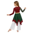 thumbnail image 2 of Haitryli Praise Dance Dress for Girls Printed Overlay Tunic with Wide-leg Pants Worship Liturgical Lyrical Dancewear Burgundy White 8, 2 of 5