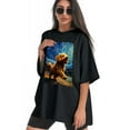 thumbnail image 3 of Plus Size Shirt for Women Black Tops for Women Short Sleeves Shirt for Women Dogs In The Night T Shirt Crewneck Shirt for Women XL, 3 of 5