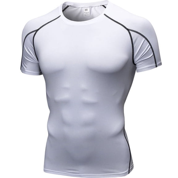 Men's Tight-Fit, Quick-Drying, Short-Sleeve Gym Shirt — High-Elasticity, Breathable Athletic Compression T-Shirt — Running & Training Base Layer Top