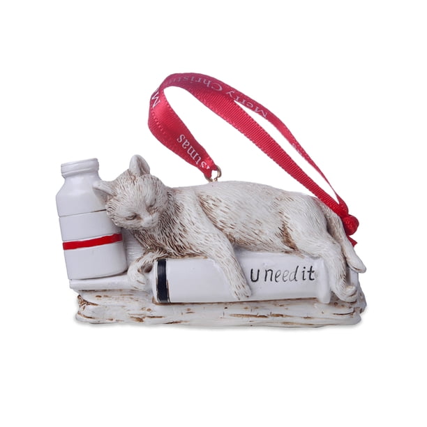 Naiovety Colgante de resina de árbol de Navidad de estilo de dibujos animados, adorno colgante con cuerda roja, decoración de ventana de pared de Kits de decoración para fiestas Animal 2 Naiovety HA010000-05