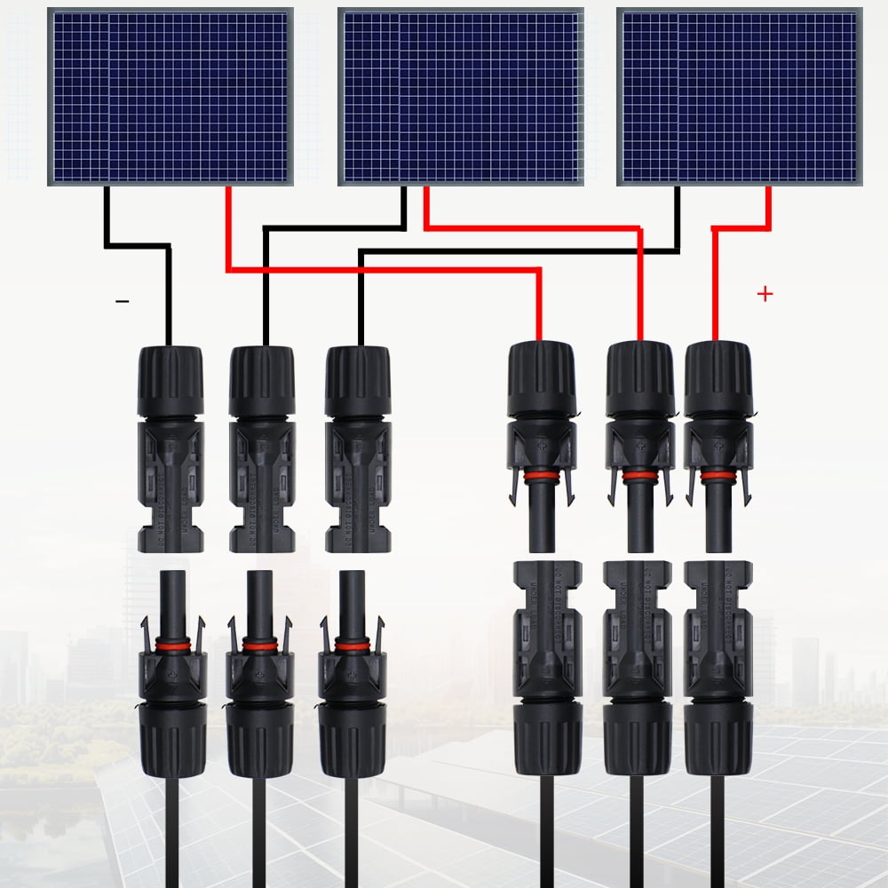 MAKERELE Solar Y Branch Connectors 1000V DC 1 to 3 Solar Panel Parallel Connectors,IP67 Waterpoof, FMMM+MFFF(2 Pairs)