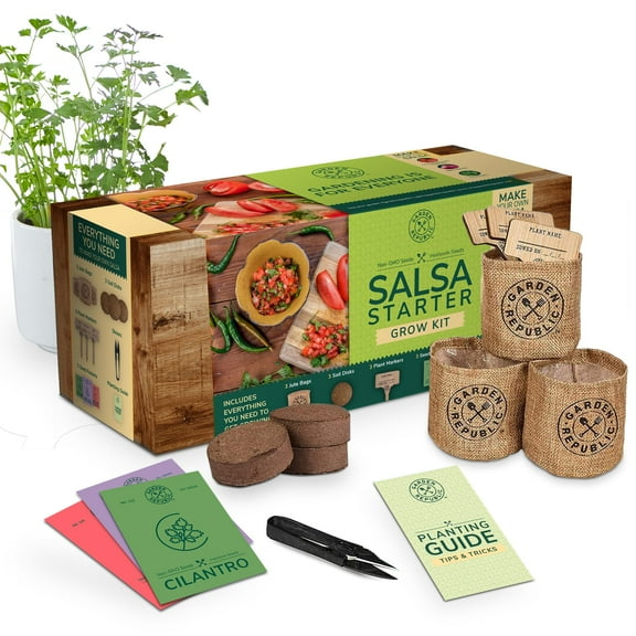 Garden Republic Salsa Grow Kit Starter Kit with Seeds Soil Planters Shears