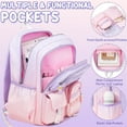 thumbnail image 4 of Gradient Backpack for Girls, 3 PCS Waterproof Kids Backpack with Lunch Box & Pencil Case, Pink Blue, 4 of 7