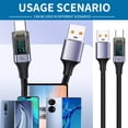 thumbnail image 2 of USB A to USB C Charging Cable with LED Display, Fast Speed Charging Data Cable for Smartphones Tablet USB C Devices, 2 of 8