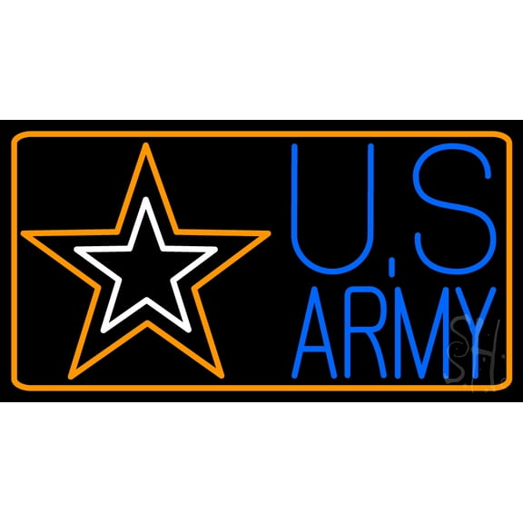 Us Army LED Neon Sign 13 x 24 - inches, Black Square Cut Acrylic Backing, with Dimmer - Bright and Premium built indoor LED Neon Sign for Defence Force.