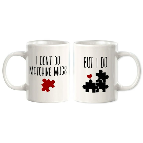 Designs ByLITA I Don't Do Matching Mugs But I do 11oz Ceramic Coffee Mug (2 Pack) | Cute Matching Couple Coffee Cups