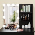 thumbnail image 4 of SIKEY Vanity Table Set with LED Lights, 2 Drawers and Shelves, Black, 4 of 7