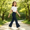 thumbnail image 6 of Grblisyd Girls Uniform School Pants Kids Flare Bell Bottoms Cross High Waisted Athletic Leggings With Pocket for Dance Running and Yoga, 6 of 6