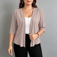 thumbnail image 6 of AGWOLF Women's 3/4 Sleeve Cardigan Lightweight Open Front Cardigans Kintted Shrugs Sweater Ruffle Fall Fashion Clothes Brown XL, 6 of 9