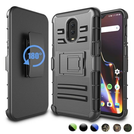 2018 OnePlus 6T Case, OnePlus 6T Holster Belt, 6T Clip, Njjex [Heavy Duty] Armor Shock Proof Dual Layer [Swivel Belt Clip] Holster [Kickstand] Combo Rugged Protective Cover