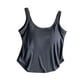 thumbnail image 1 of Camiseta interior de color liso con relleno en el pecho para mujer: camiseta sin mangas adelgazante 80 % algodón y spandex para deporte y ropa exterior., 1 of 7