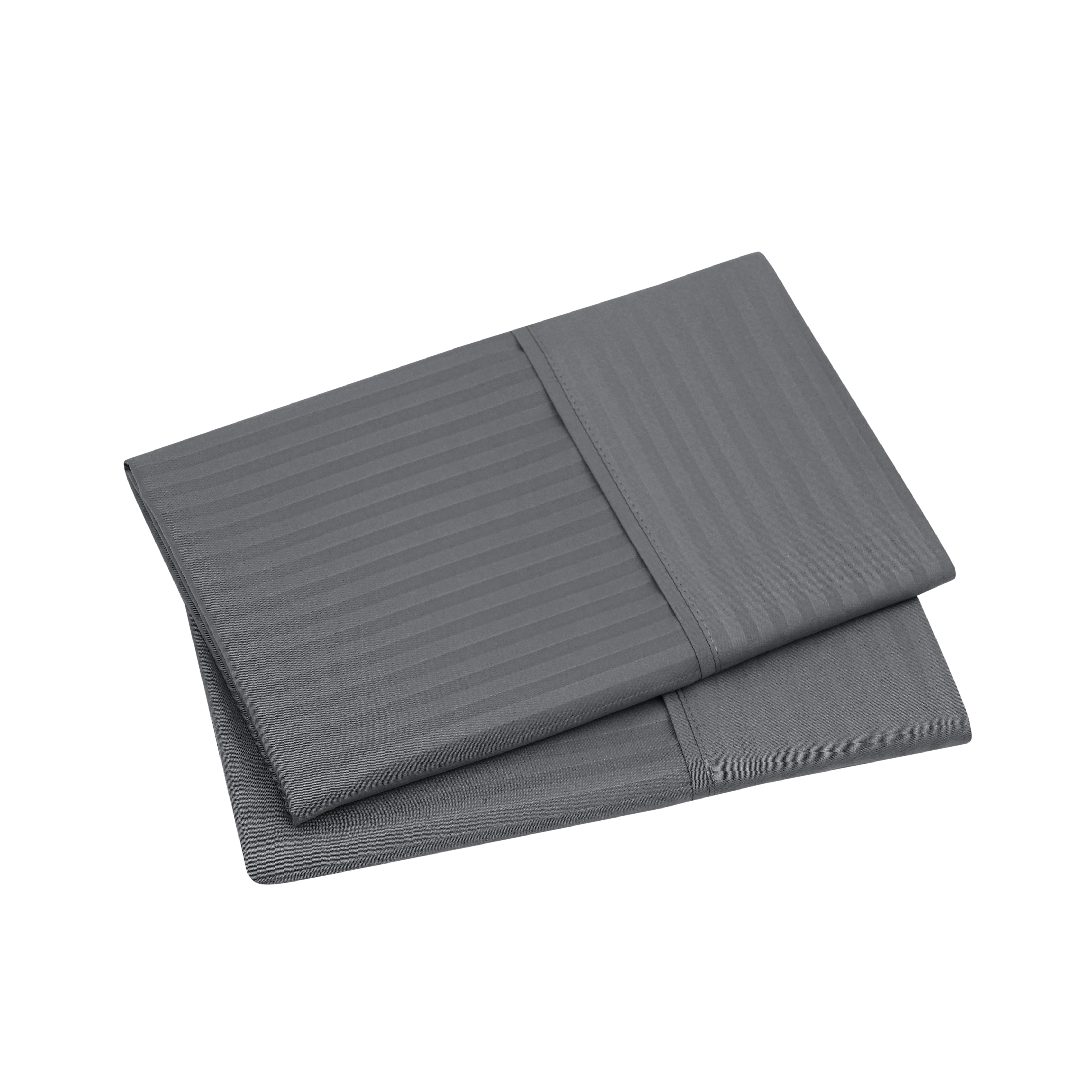 Mainstays Super Soft Brushed Microfiber Pillowcase Set, Soothing Gray Embossed Stripe, Standard/Queen, 2 Piece