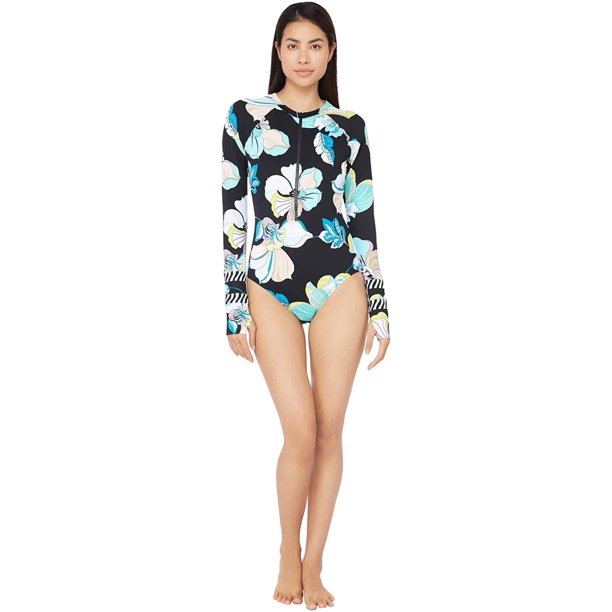 Trina Turk Women S Long Sleeve Zip Front Paddle Swimsuit Multi Sintra Flora M Nylon 17 Elastane By Brand Trina Turk Walmart Com