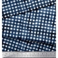 thumbnail image 3 of Soimoi Blue Modal Satin Fabric Check Check Print Fabric by the Yard 42 Inch Wide, 3 of 3