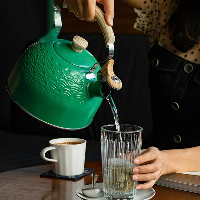 2.5L Vintage Whistling Water Kettle Stove Stop Loud Whistle Teapot Heat  Proof Enorganic Water Boiling