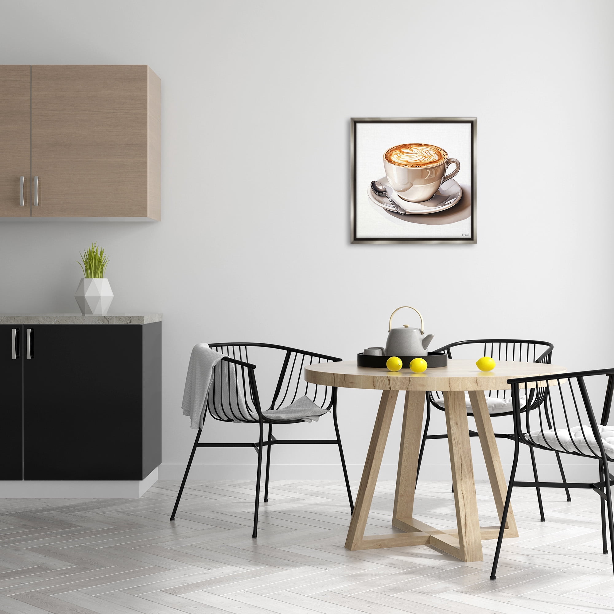Stupell Industries Chic Modern Cappuccino Food & Beverage Painting Gray Floater Framed Canvas Art Print Wall Art, 25 x 25