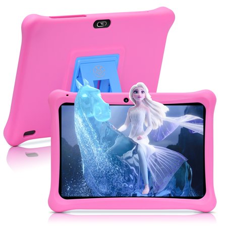 qunyiCO Kids Tablet 10.1 inch, 2GB RAM 32GB Storage Android 11 WiFi Camera Bluetooth 1280 x 800 IPS HD Touch Screen Kid-Proof Case Parental Control, Pink