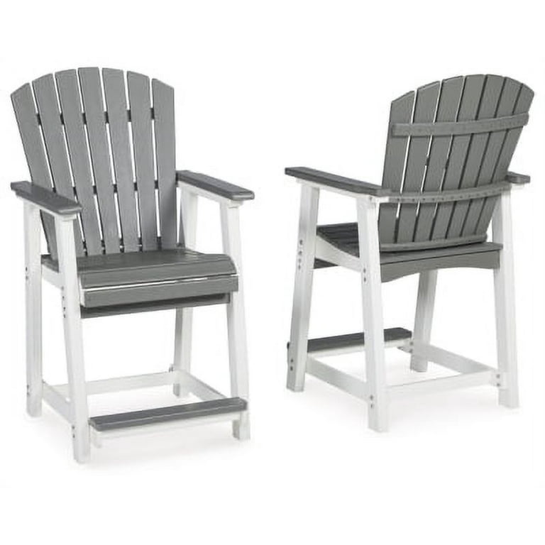Transville Outdoor Counter Height Stool (set of 2) - Gray/White Transville Outdoor Counter Height Stool (set of 2) - Gray/White