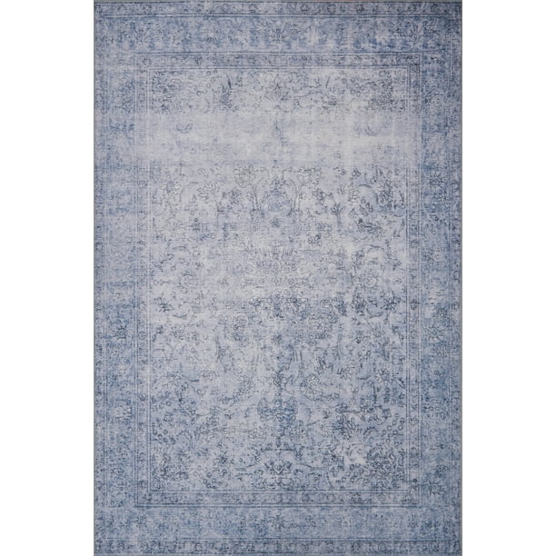 Loloi II Loren Collection LQ09 Slate Oriental Area Rug 1'6" x 1'6