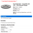 thumbnail image 2 of Front Brake Rotor - Compatible with 1991 - 1995 Plymouth Voyager 1992 1993 1994, 2 of 2